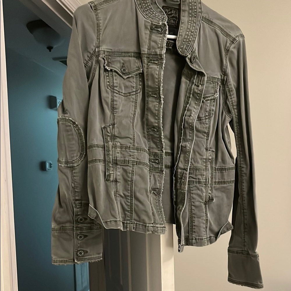 Lucky Brand Gray Utility Jacket Classic Design